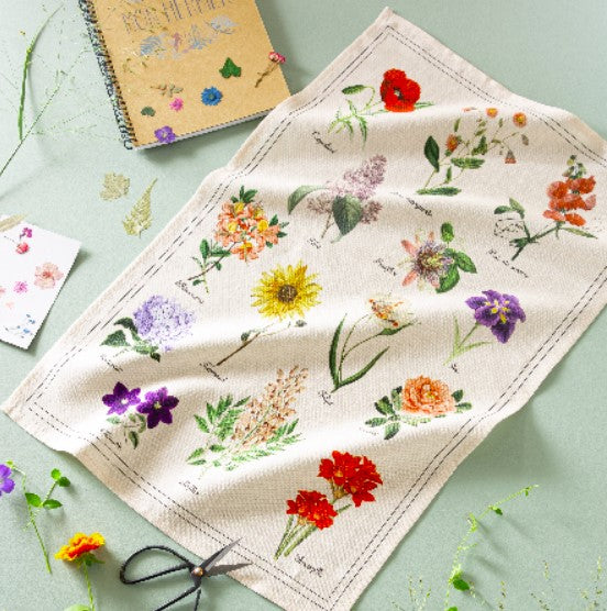 'Herbier Flowers' tea towel