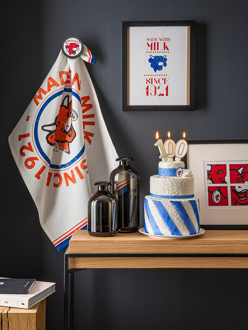 'Made in Milk since 2021' tea towel by La Vache Qui Rit®