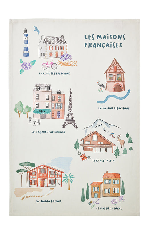 'Maisons Françaises' tea towel