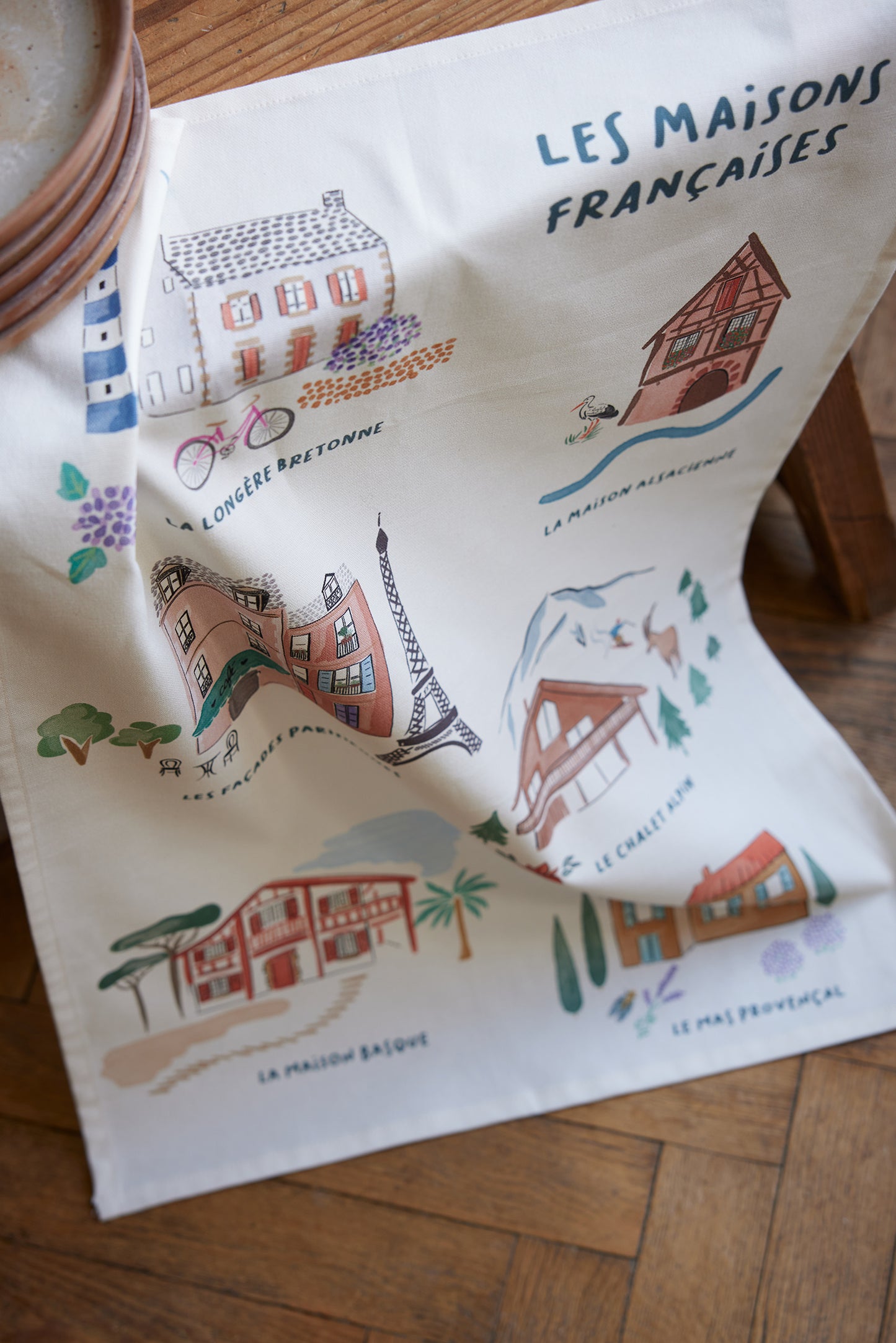 'Maisons Françaises' tea towel
