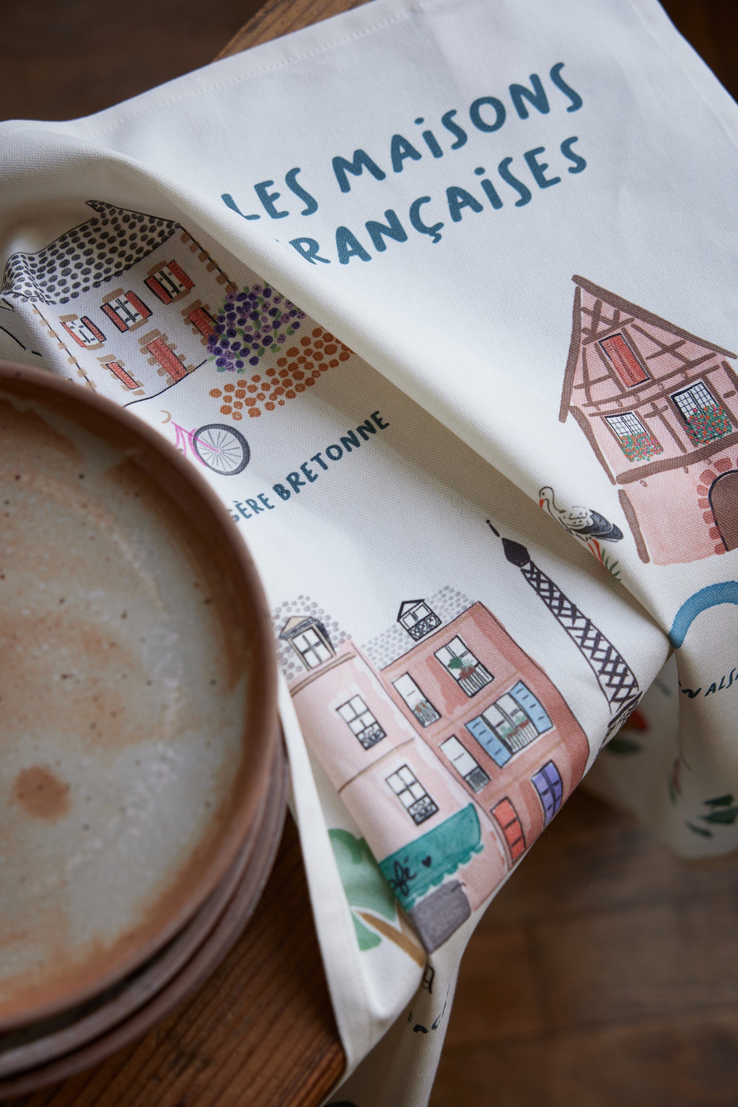 'Maisons Françaises' tea towel