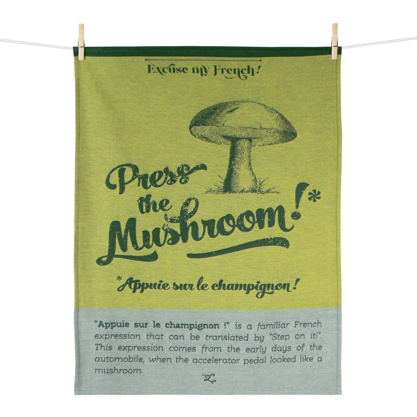 'Torchon Mushroom' tea towel (by Tissage Moutet): Press the Mushroom!