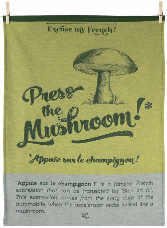 'Torchon Mushroom' tea towel (by Tissage Moutet): Press the Mushroom!