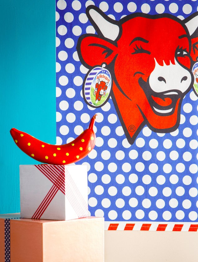 'Pop Laughing Cow' tea towel by La Vache Qui Rit®