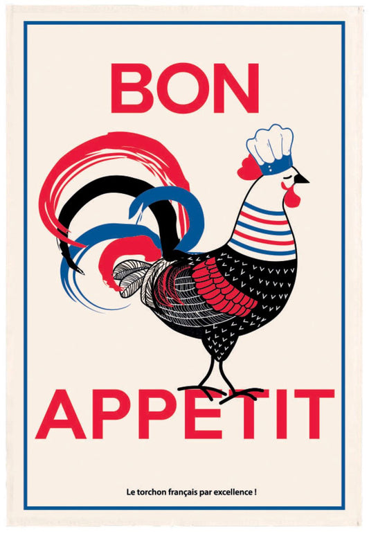 * New stock due end October * 'Bon appetit' tea towel