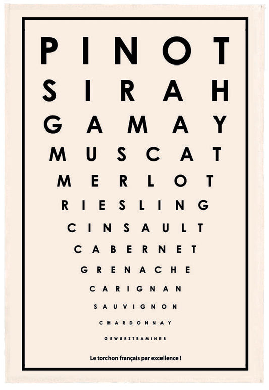 Eyesight test 'Cepages' tea towel