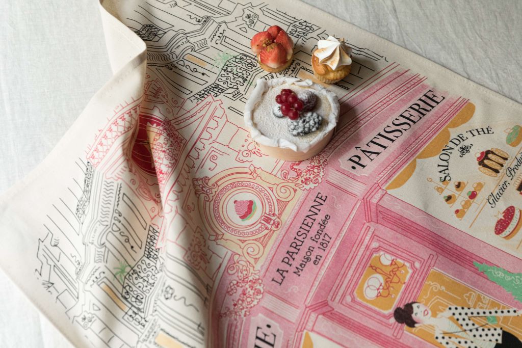 AWAITING NEW STOCK 'Patisserie confiserie' façade tea towel