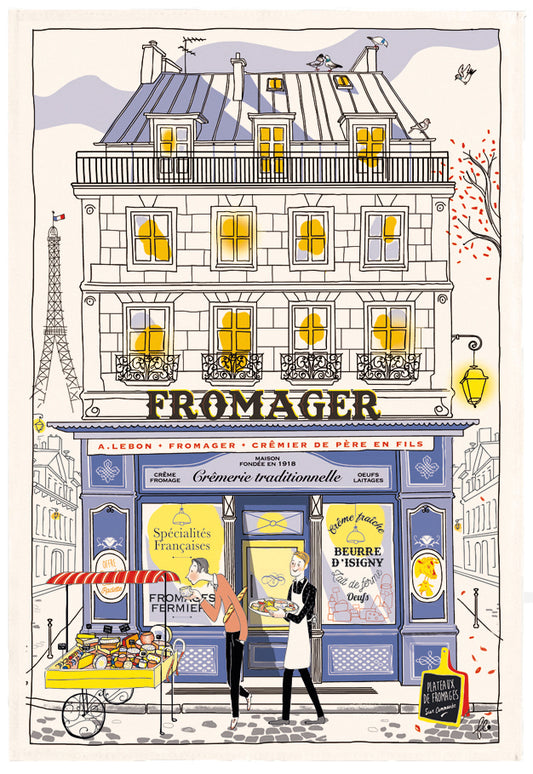 AWAITING NEW STOCK 'Fromager' façade tea towel