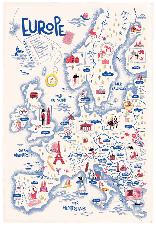 'Europe' tea towel