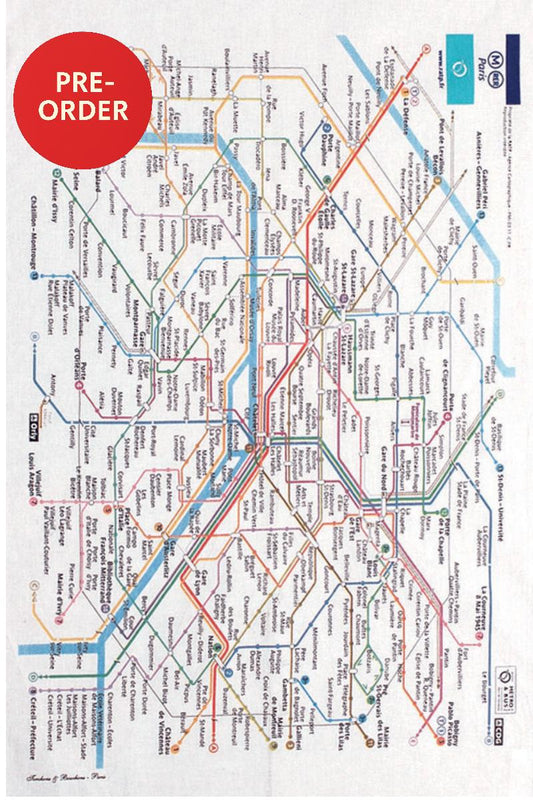 'RATP - Paris tube map' tea towel *** This is a PRE-ORDER - Available from November 2025 ***