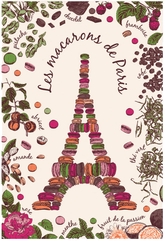 * New stock due end October * 'Macarons de Paris' tea towel