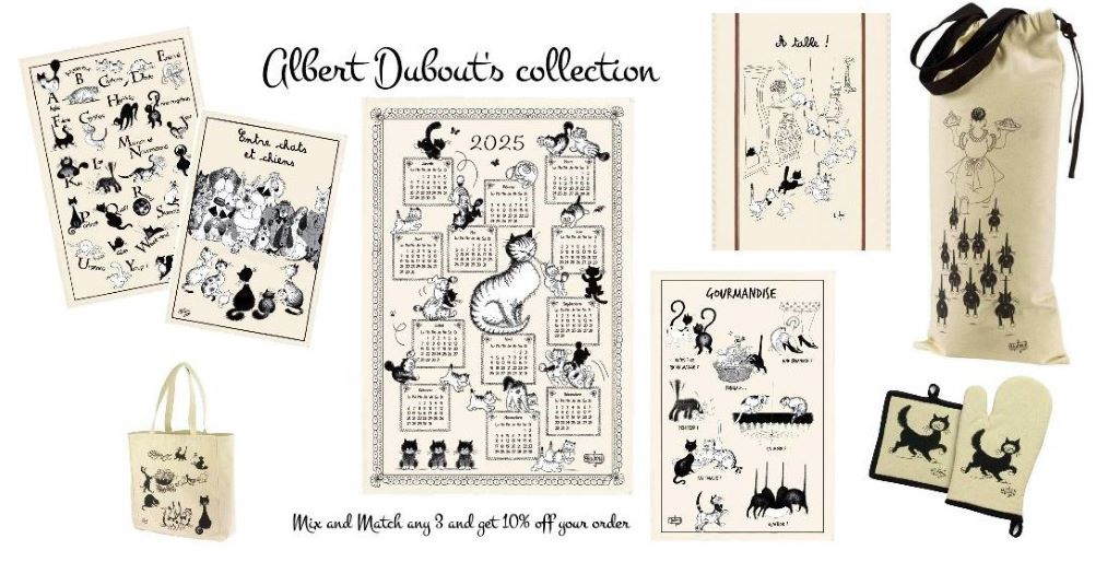 AWAITING NEW STOCK Cat-themed shopping bag with images by French illustrator Albert Dubout