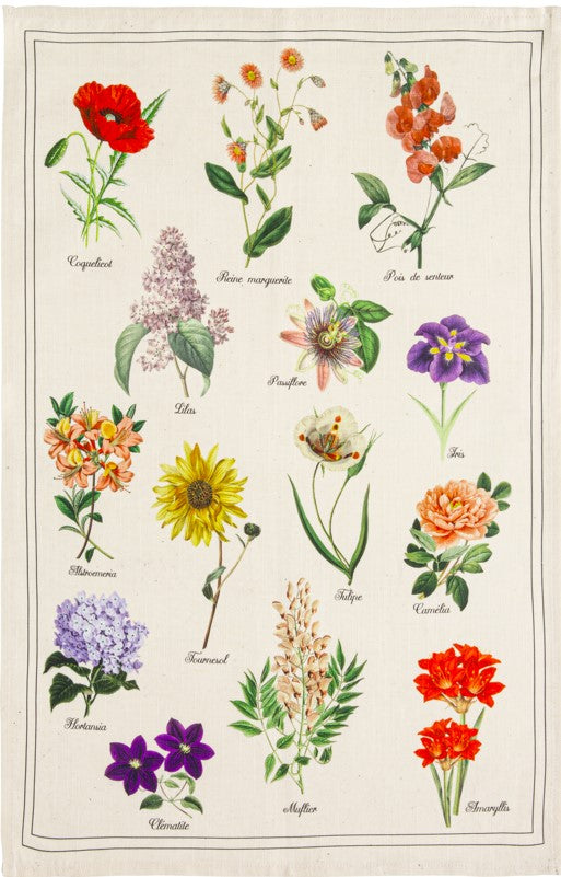 'Herbier Flowers' tea towel