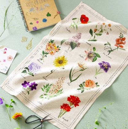 'Herbier Flowers' tea towel