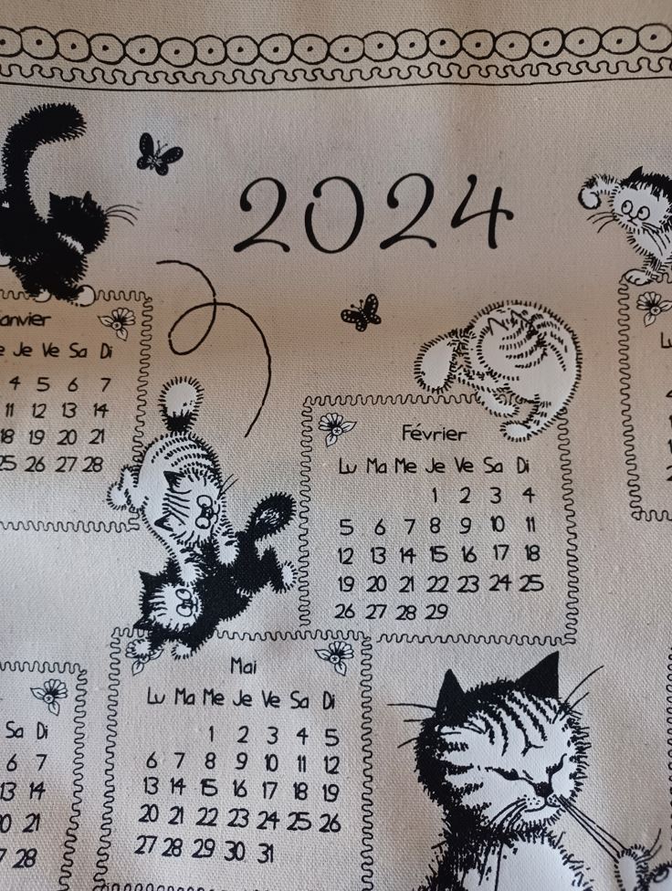 French Cats 2024 Calendar Tea Towel Featuring Images By Well Known Fr   TT DUBOUT Chatons 2024 Winkler Details Small 3714cdb8 F402 44ed B126 18c722deda1f 