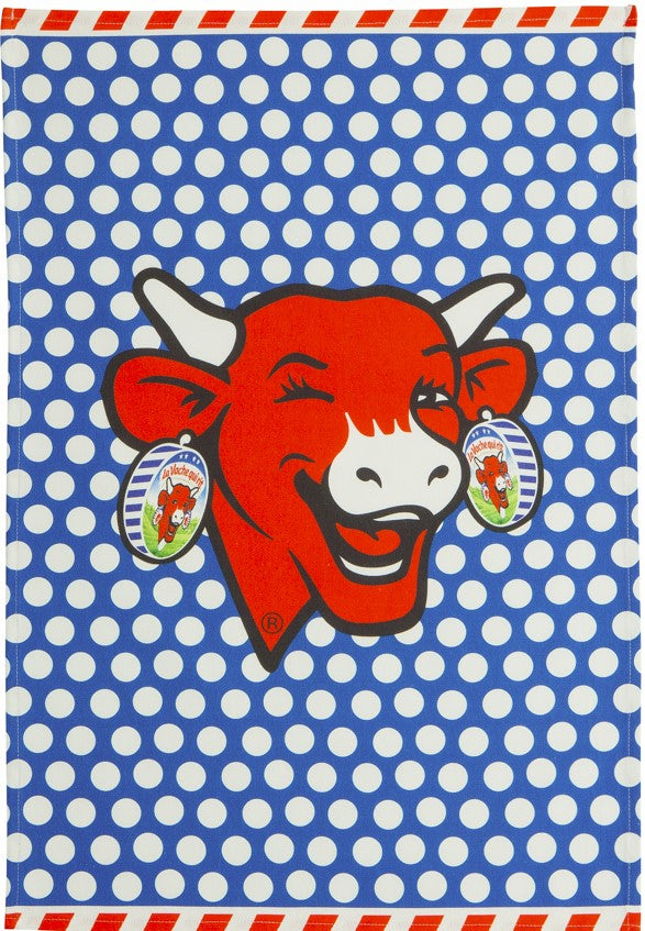 *Awaiting new stock 10/12/2024 'Pop Laughing Cow' tea towel by La Vache Qui Rit®