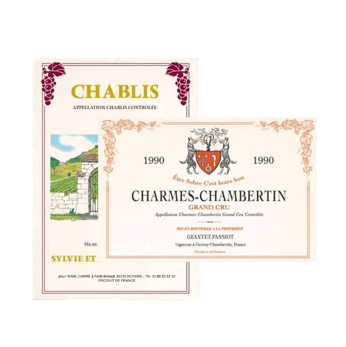 Set of 2 tea towels - Charmes/Chablis wine labels - SPECIAL OFFER